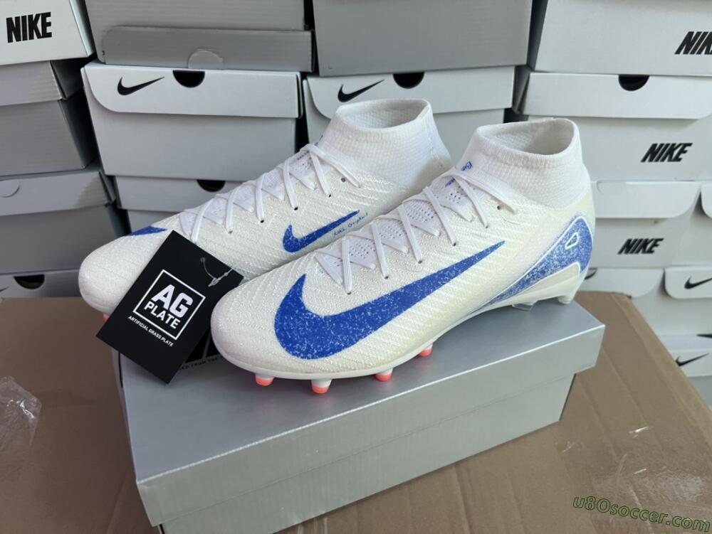 Nike Air Zoom Mercurial Superfly 10 Elite AG Artificial Grass Soccer Cleats - Beige/Blue