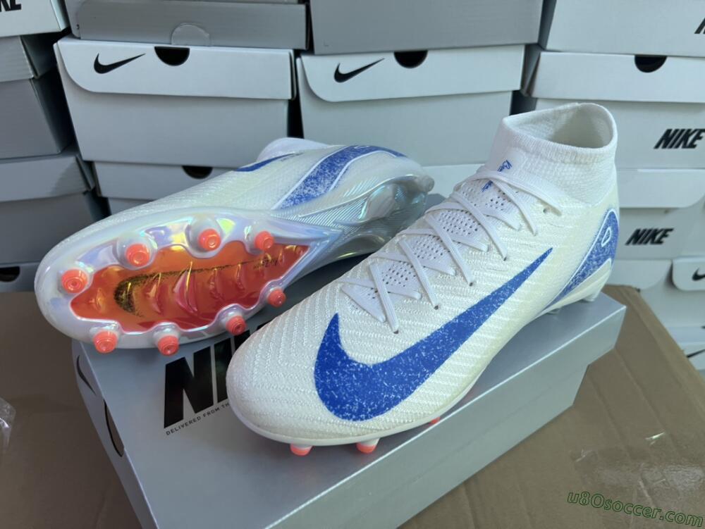 Nike Air Zoom Mercurial Superfly 10 Elite AG Artificial Grass Soccer Cleats - Beige/Blue