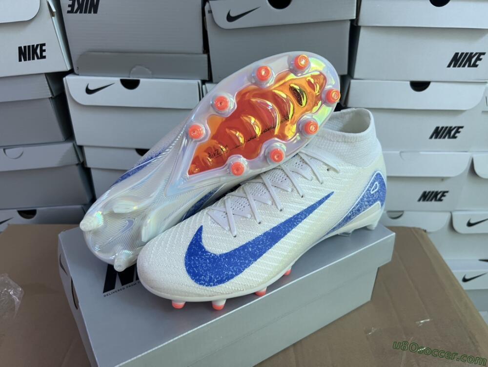 Nike Air Zoom Mercurial Superfly 10 Elite AG Artificial Grass Soccer Cleats - Beige/Blue