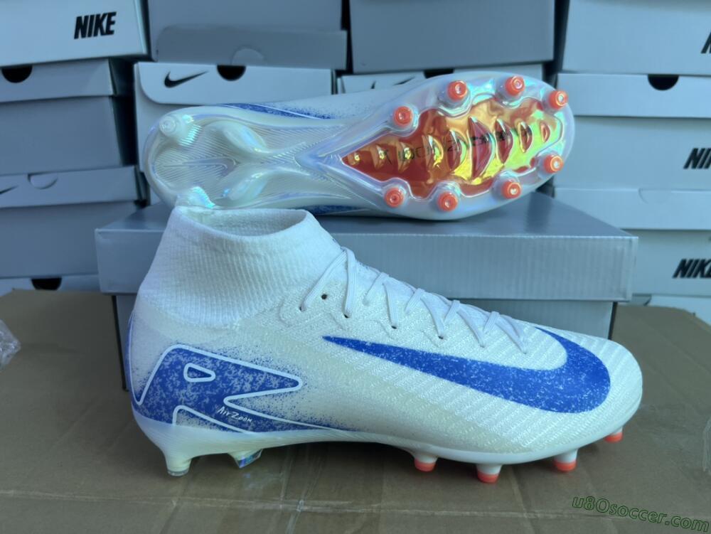 Nike Air Zoom Mercurial Superfly 10 Elite AG Artificial Grass Soccer Cleats - Beige/Blue