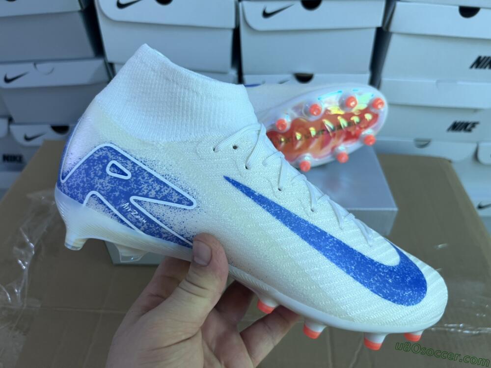 Nike Air Zoom Mercurial Superfly 10 Elite AG Artificial Grass Soccer Cleats - Beige/Blue