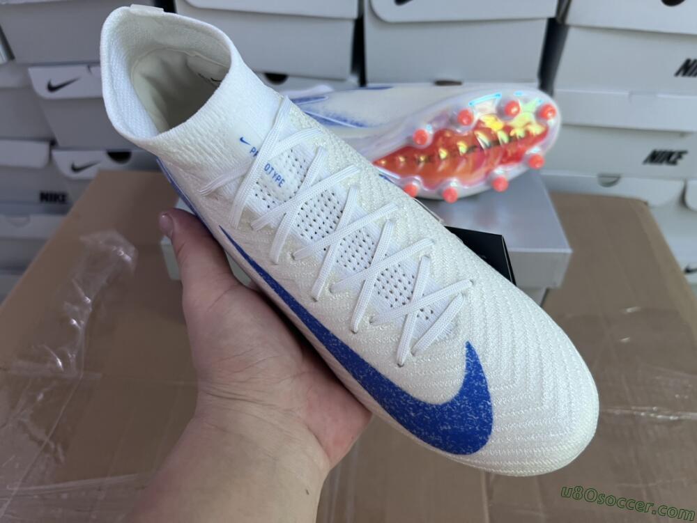 Nike Air Zoom Mercurial Superfly 10 Elite AG Artificial Grass Soccer Cleats - Beige/Blue