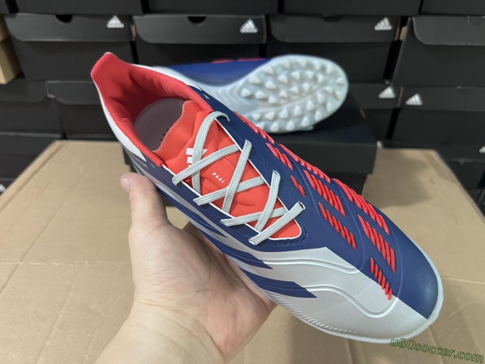 Adidas Predator 24 Elite TF Artificial Turf Soccer Shoes - Silver/Blue/Red