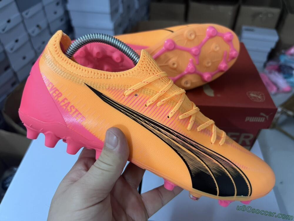 Puma Ultra Ultimate MG Multi Ground Soccer Cleats - Yellow/Black/Pink