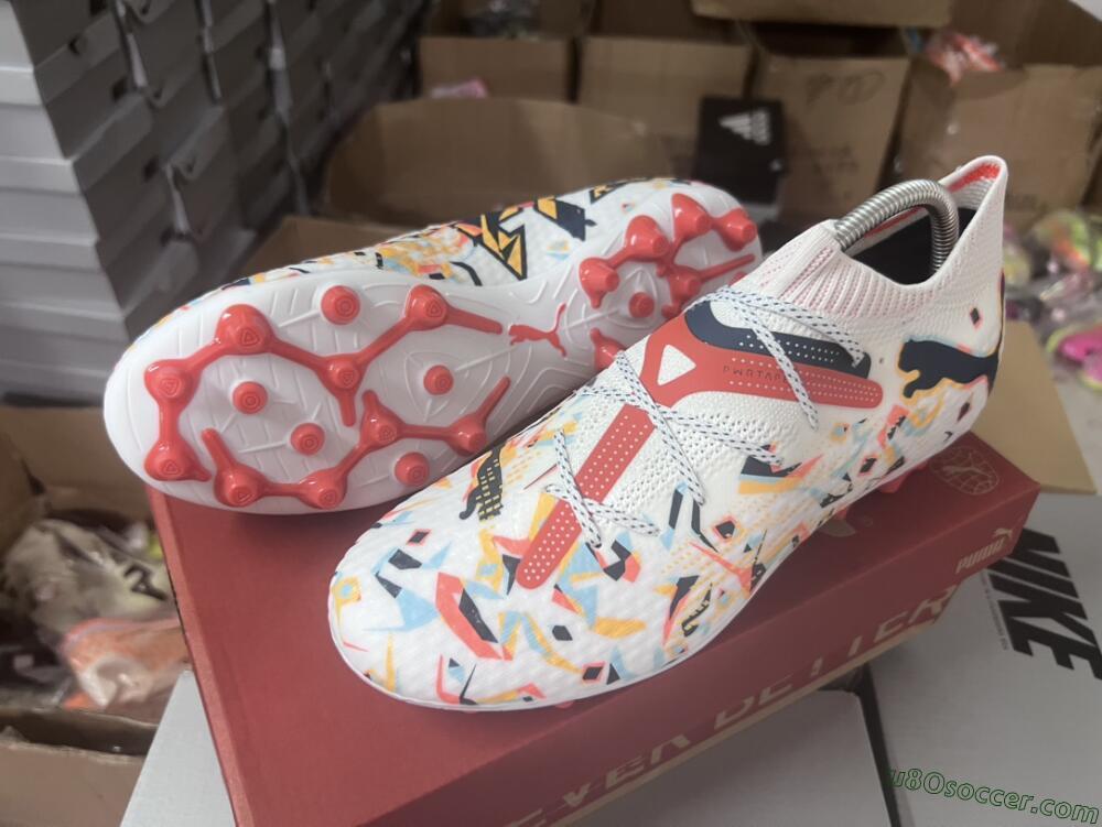 Puma Future Ultimate MG Multi Ground Soccer Cleats - White/Blue/Yellow