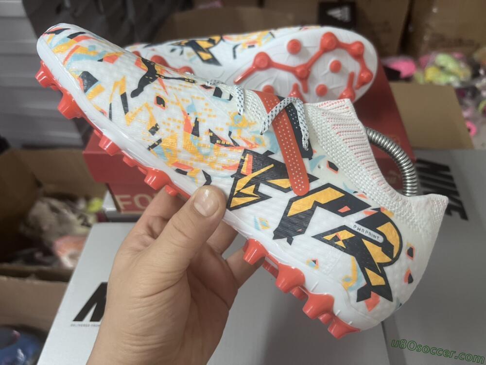 Puma Future Ultimate MG Multi Ground Soccer Cleats - White/Blue/Yellow