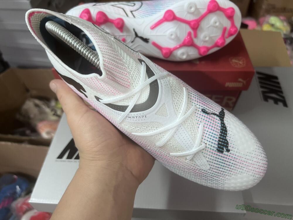 Puma Future Ultimate MG Multi Ground Soccer Cleats - White/Blue/Pink