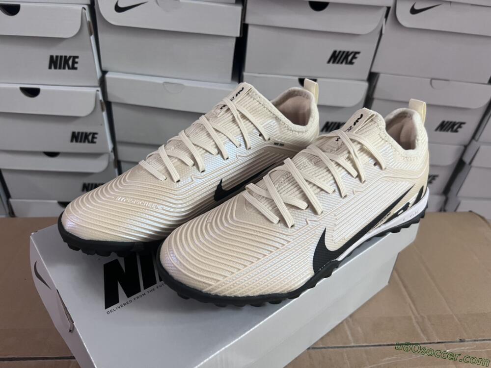 Nike Air Zoom Mercurial Vapor 15 Elite TF Artificial Turf Soccer Shoes - Beige/Black/White