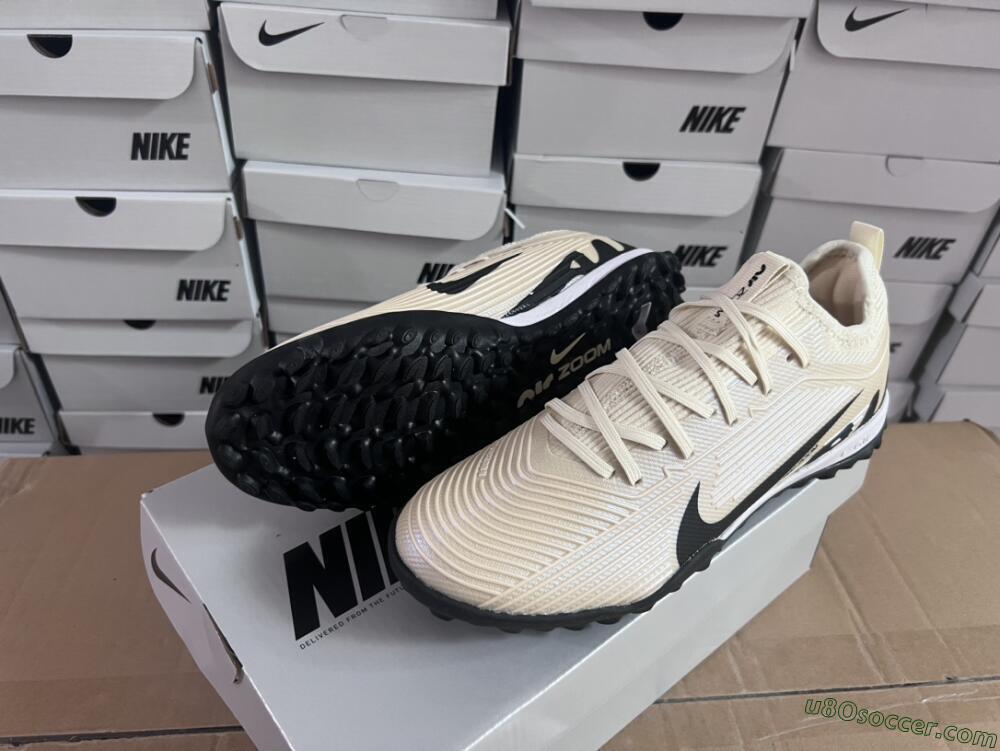 Nike Air Zoom Mercurial Vapor 15 Elite TF Artificial Turf Soccer Shoes - Beige/Black/White