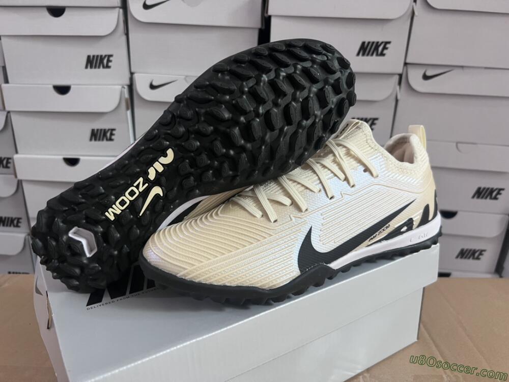 Nike Air Zoom Mercurial Vapor 15 Elite TF Artificial Turf Soccer Shoes - Beige/Black/White