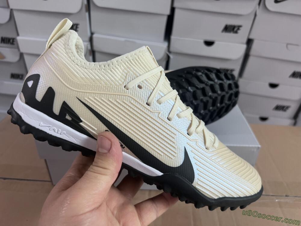 Nike Air Zoom Mercurial Vapor 15 Elite TF Artificial Turf Soccer Shoes - Beige/Black/White