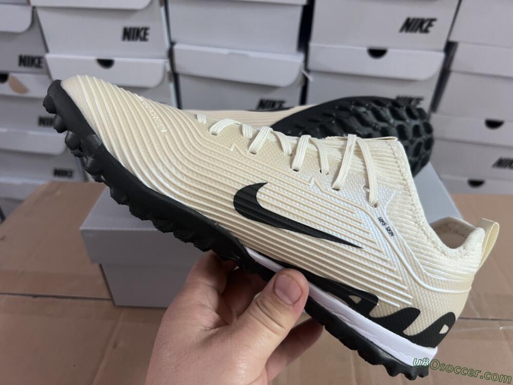 Nike Air Zoom Mercurial Vapor 15 Elite TF Artificial Turf Soccer Shoes - Beige/Black/White