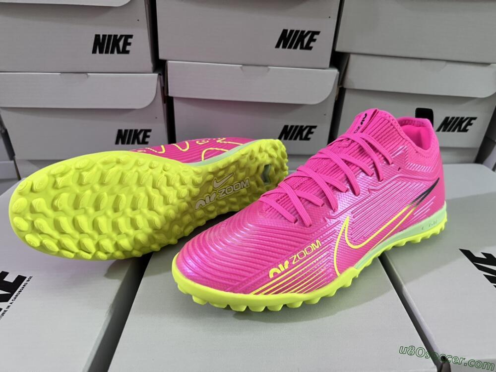Nike Air Zoom Mercurial Vapor 15 Pro TF Artificial Turf Soccer Shoes - Pink/Yellow/Green/Black