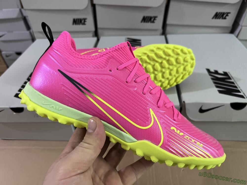 Nike Air Zoom Mercurial Vapor 15 Pro TF Artificial Turf Soccer Shoes - Pink/Yellow/Green/Black