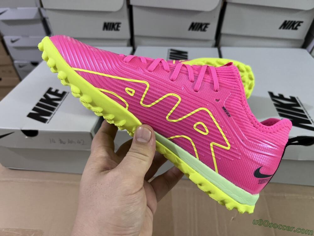 Nike Air Zoom Mercurial Vapor 15 Pro TF Artificial Turf Soccer Shoes - Pink/Yellow/Green/Black