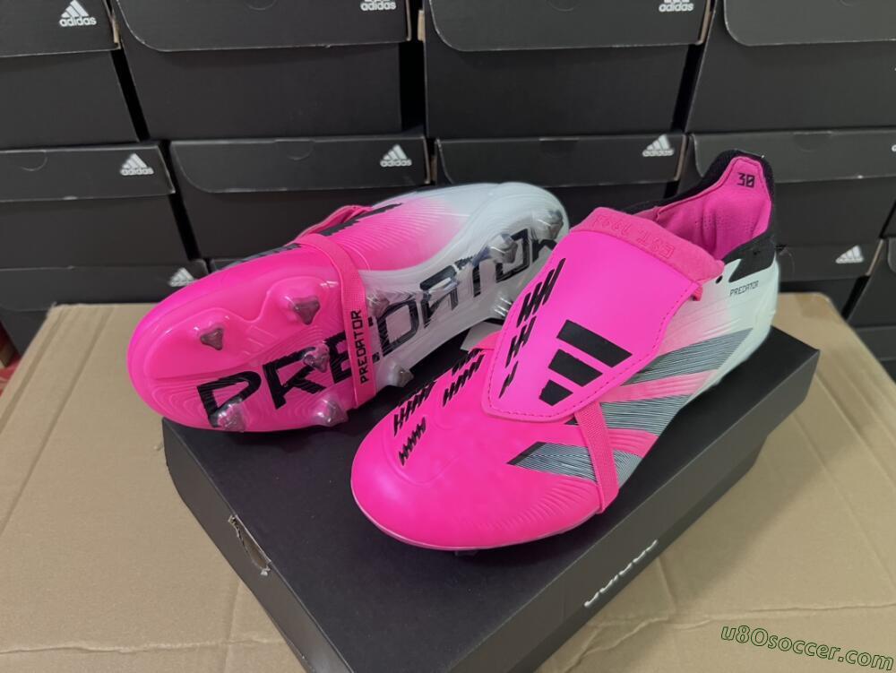 Adidas Predator Elite Foldover Tongue FG Firm Ground Soccer Cleats - Pink/Grey/White