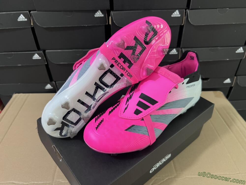 Adidas Predator Elite Foldover Tongue FG Firm Ground Soccer Cleats - Pink/Grey/White
