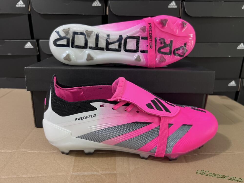 Adidas Predator Elite Foldover Tongue FG Firm Ground Soccer Cleats - Pink/Grey/White
