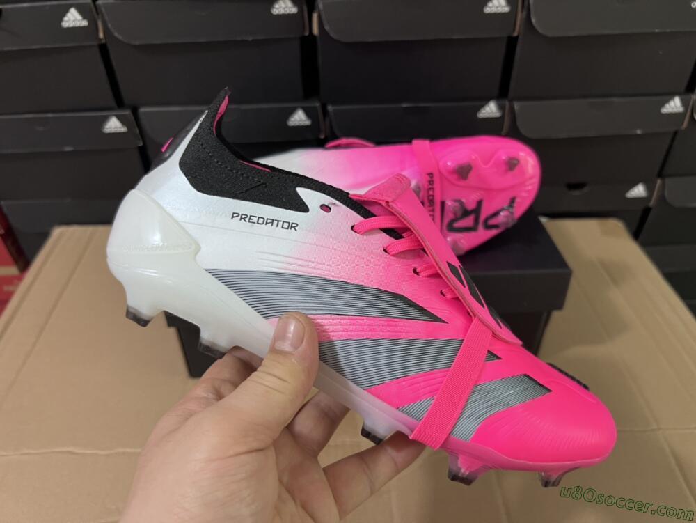 Adidas Predator Elite Foldover Tongue FG Firm Ground Soccer Cleats - Pink/Grey/White