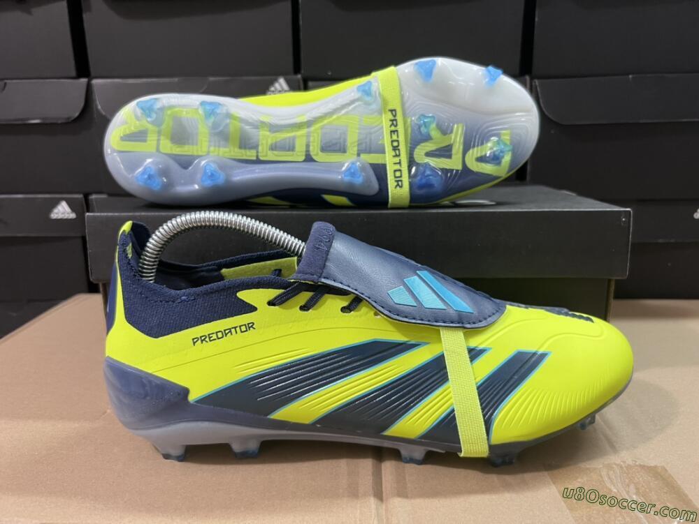 Adidas Predator Elite Foldover Tongue FG Firm Ground Soccer Cleats - Yellow/Blue/Jade