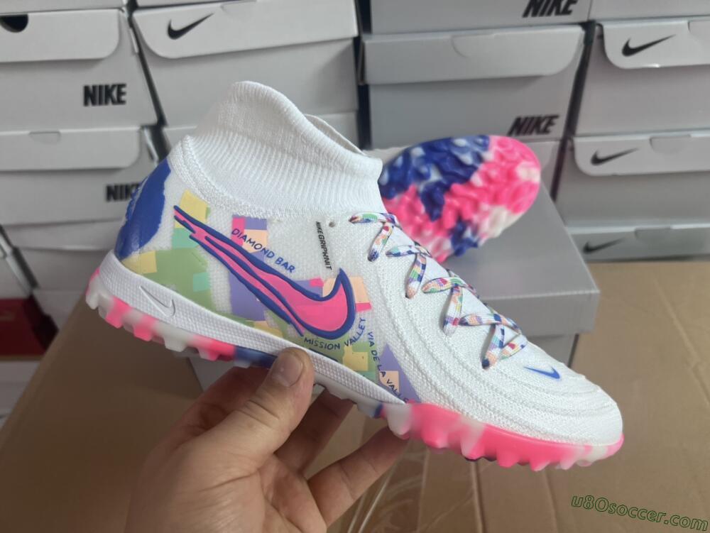 Nike Phantom Luna 2 Elite TF Artificial Turf Soccer Shoes - White/Pink/Blue