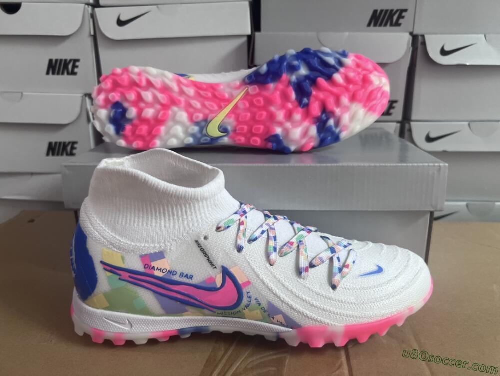 Nike Phantom Luna 2 Elite TF Artificial Turf Soccer Shoes - White/Pink/Blue