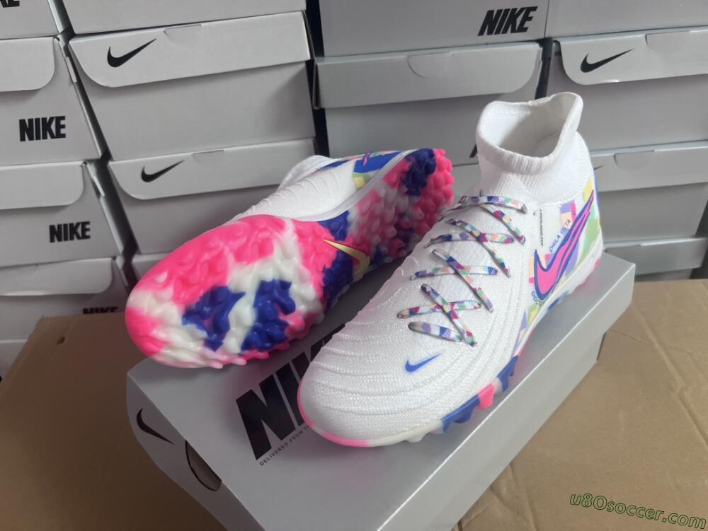 Nike Phantom Luna 2 Elite TF Artificial Turf Soccer Shoes - White/Pink/Blue