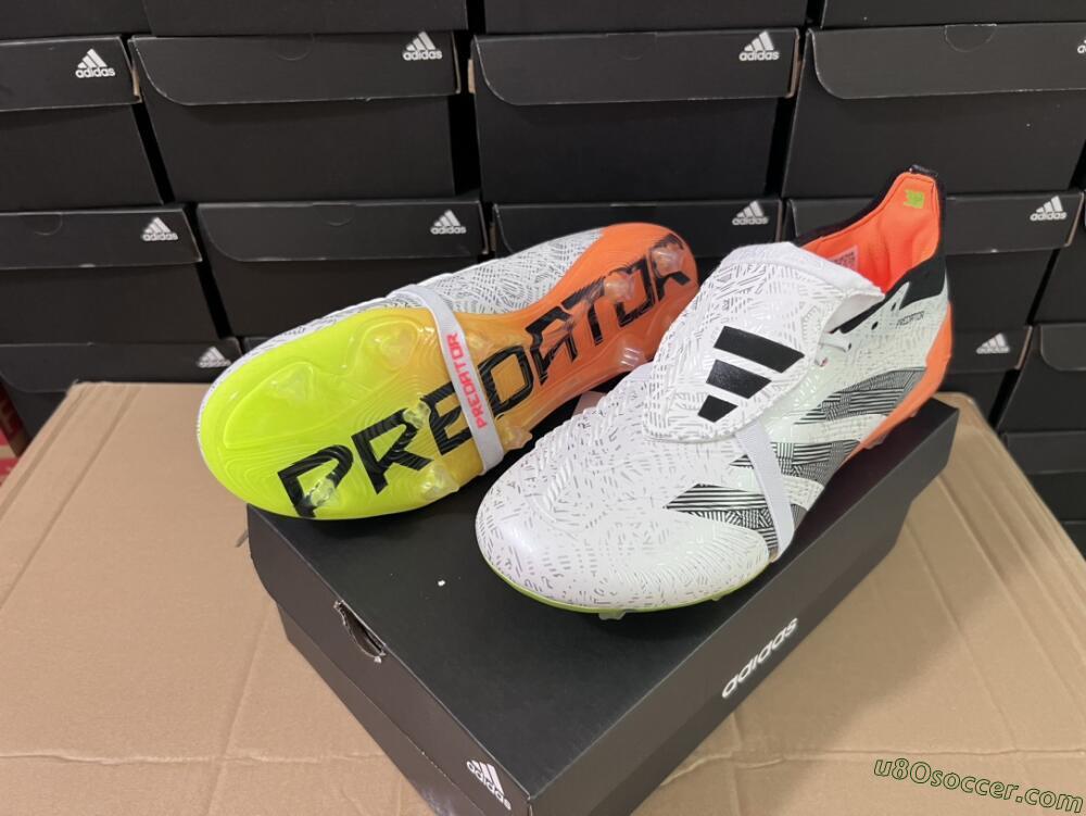 Adidas Predator Elite Foldover Tongue FG Firm Ground Soccer Cleats - White/Black/Orange