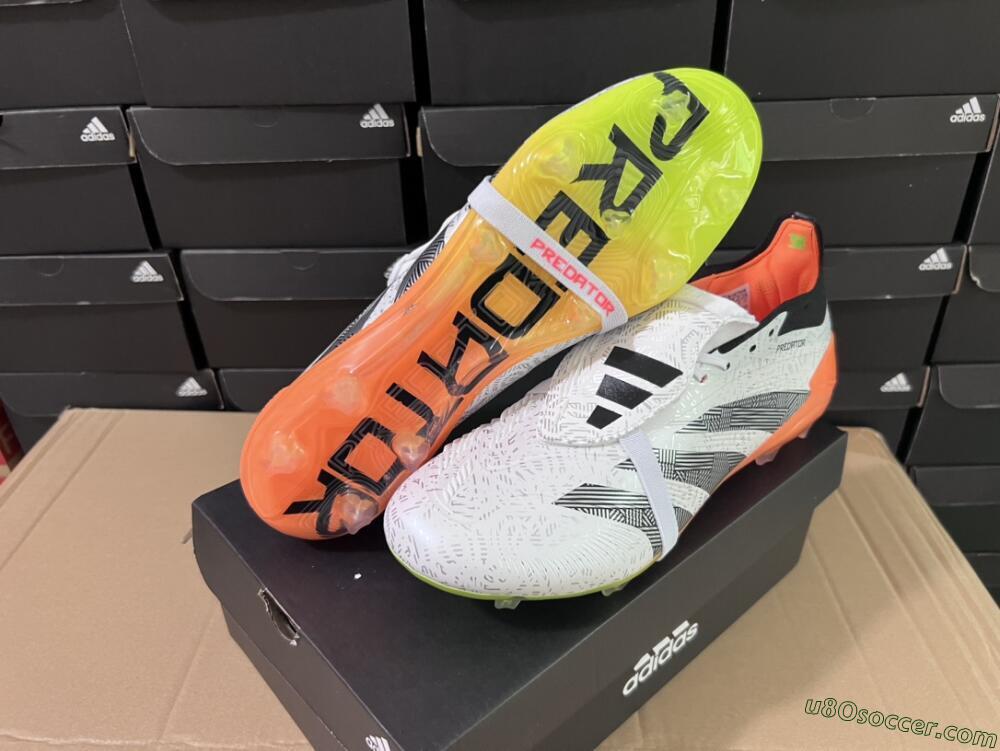 Adidas Predator Elite Foldover Tongue FG Firm Ground Soccer Cleats - White/Black/Orange