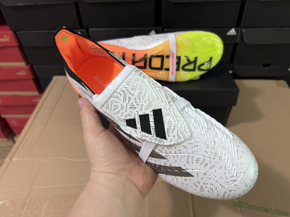 Adidas Predator Elite Foldover Tongue FG Firm Ground Soccer Cleats - White/Black/Orange