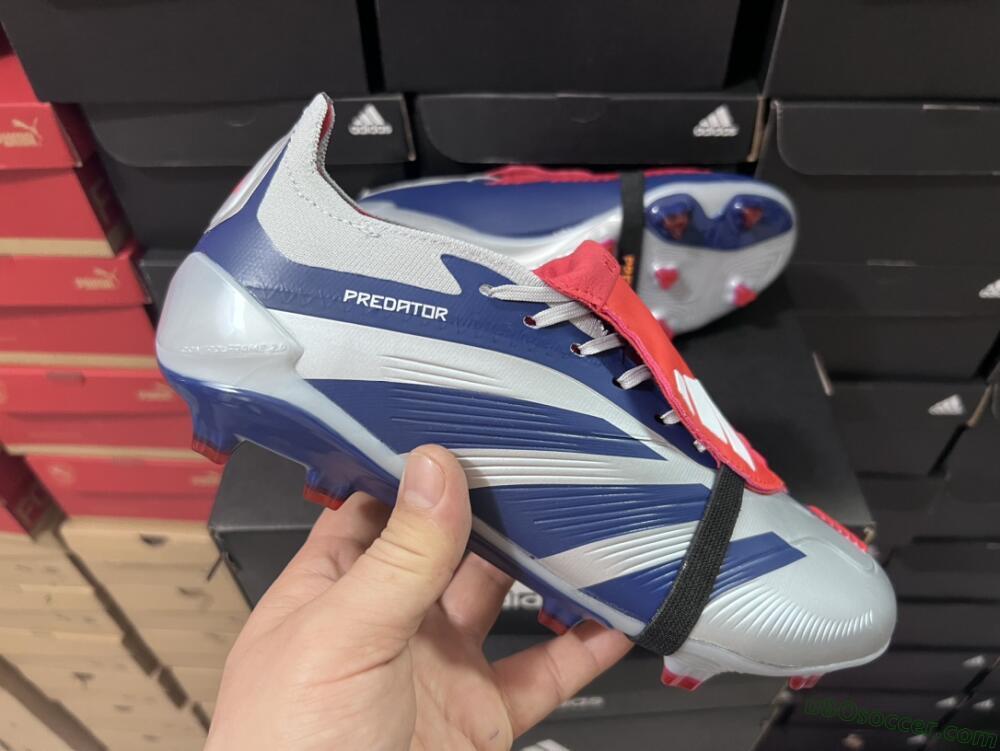 Adidas Predator Elite Foldover Tongue FG Firm Ground Soccer Cleats - Silver/Black/Red