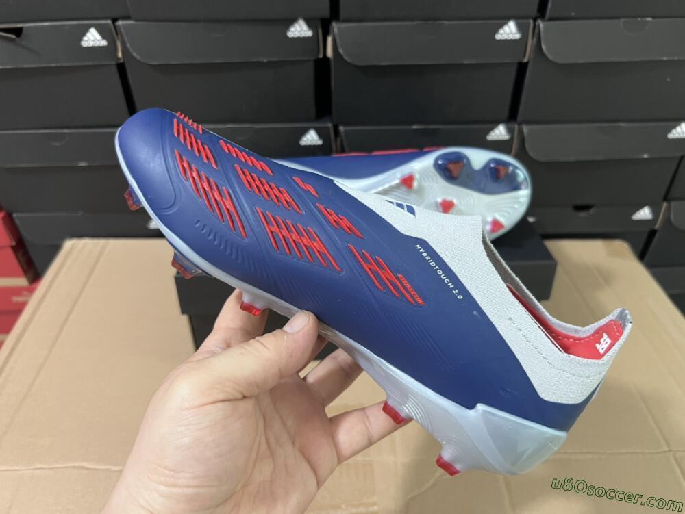 Adidas Predator Accuracy+ Laceless FG Firm Ground Soccer Cleats - Silver/Blue/Red