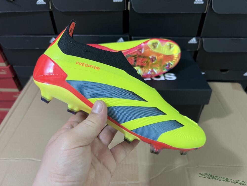 Adidas Predator Accuracy+ Laceless FG Firm Ground Soccer Cleats - Yellow/Black/Grey