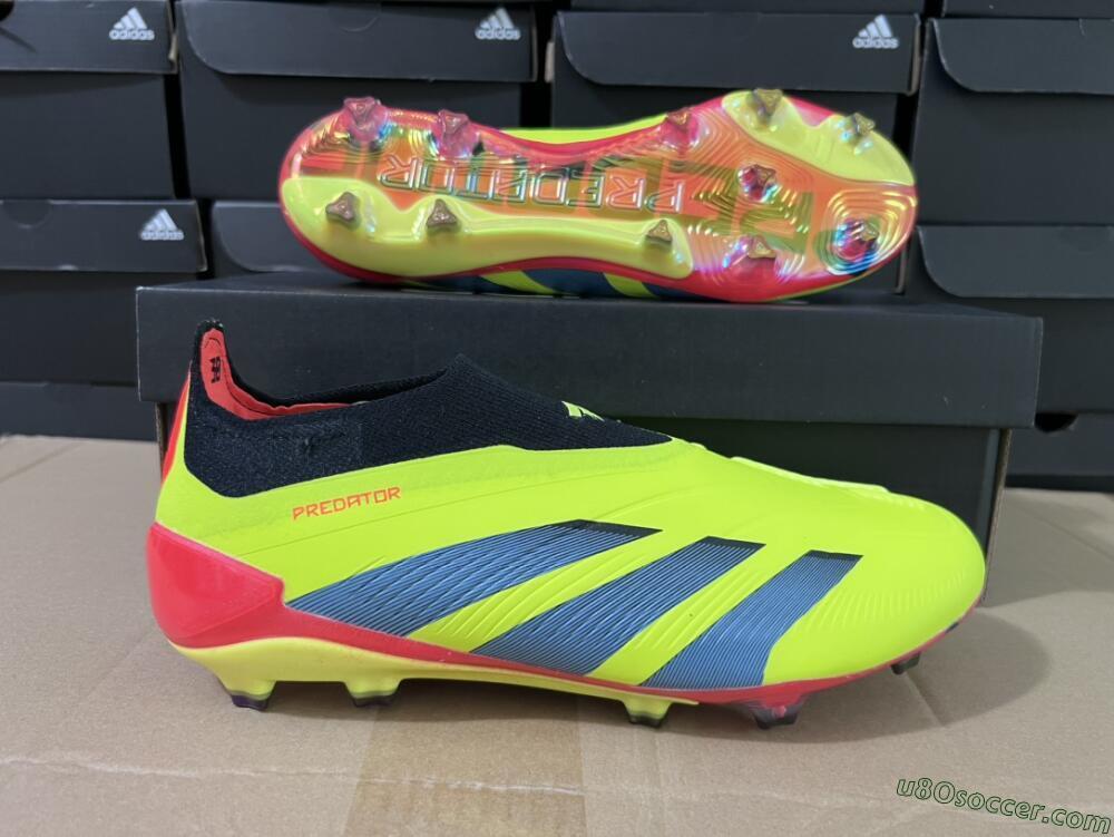 Adidas Predator Accuracy+ Laceless FG Firm Ground Soccer Cleats - Yellow/Black/Grey