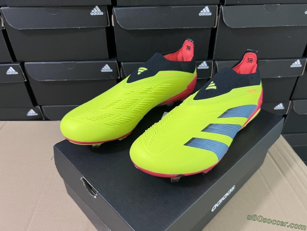 Adidas Predator Accuracy+ Laceless FG Firm Ground Soccer Cleats - Yellow/Black/Grey