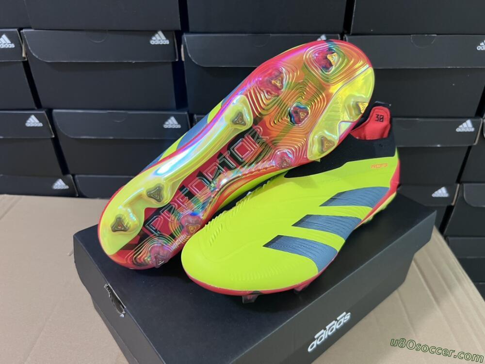 Adidas Predator Accuracy+ Laceless FG Firm Ground Soccer Cleats - Yellow/Black/Grey