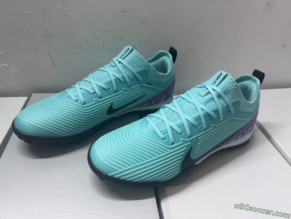 Nike Air Zoom Mercurial Vapor 15 Pro TF Artificial Turf Soccer Shoes - Jade/Black/Purple