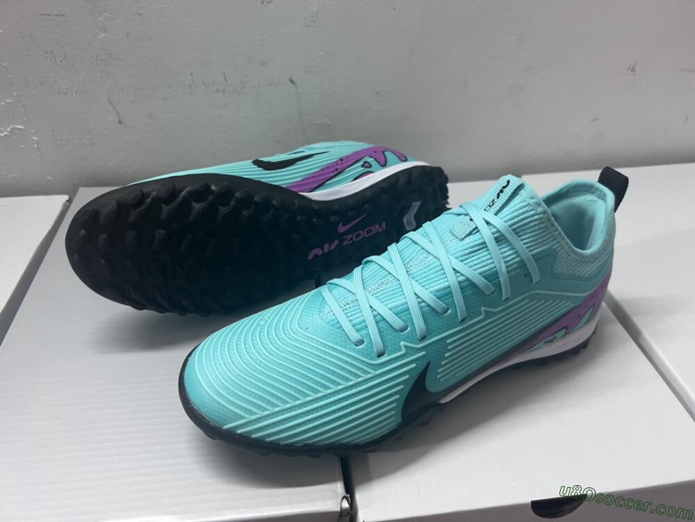 Nike Air Zoom Mercurial Vapor 15 Pro TF Artificial Turf Soccer Shoes - Jade/Black/Purple