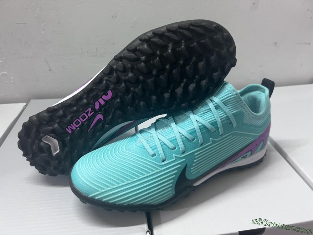Nike Air Zoom Mercurial Vapor 15 Pro TF Artificial Turf Soccer Shoes - Jade/Black/Purple