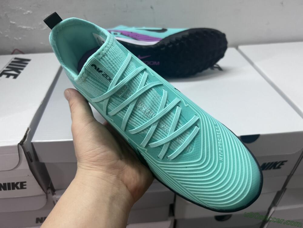Nike Air Zoom Mercurial Vapor 15 Pro TF Artificial Turf Soccer Shoes - Jade/Black/Purple
