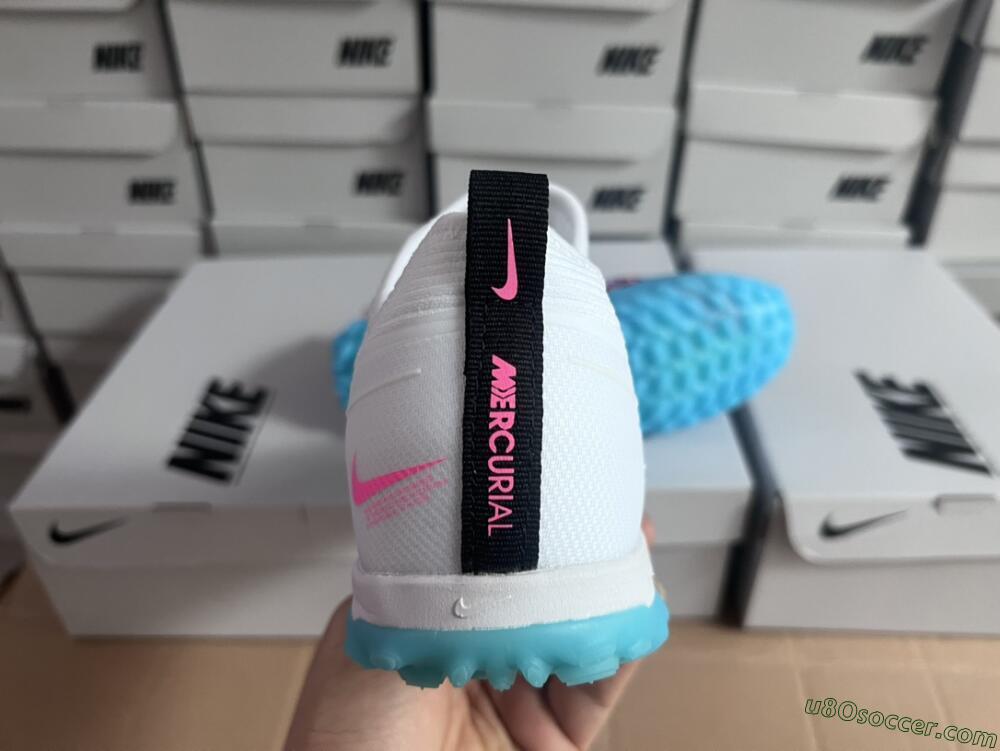 Nike Air Zoom Mercurial Vapor 15 Pro TF Artificial Turf Soccer Shoes - White/Blue/Pink