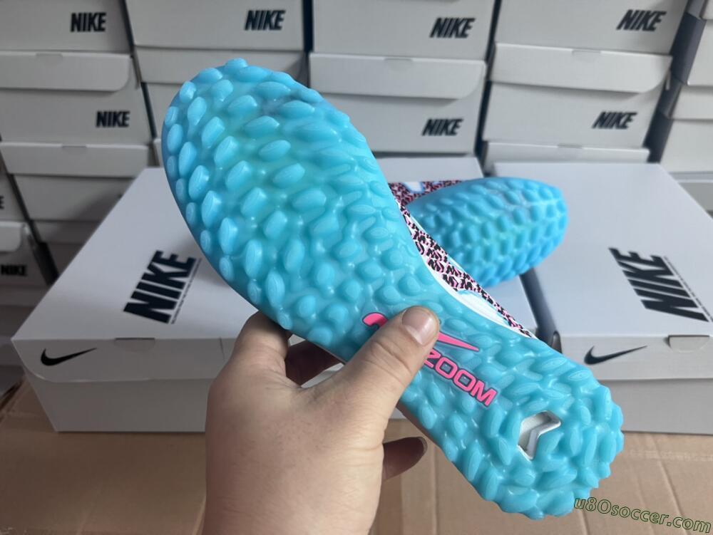 Nike Air Zoom Mercurial Vapor 15 Pro TF Artificial Turf Soccer Shoes - White/Blue/Pink