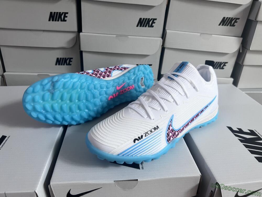 Nike Air Zoom Mercurial Vapor 15 Pro TF Artificial Turf Soccer Shoes - White/Blue/Pink
