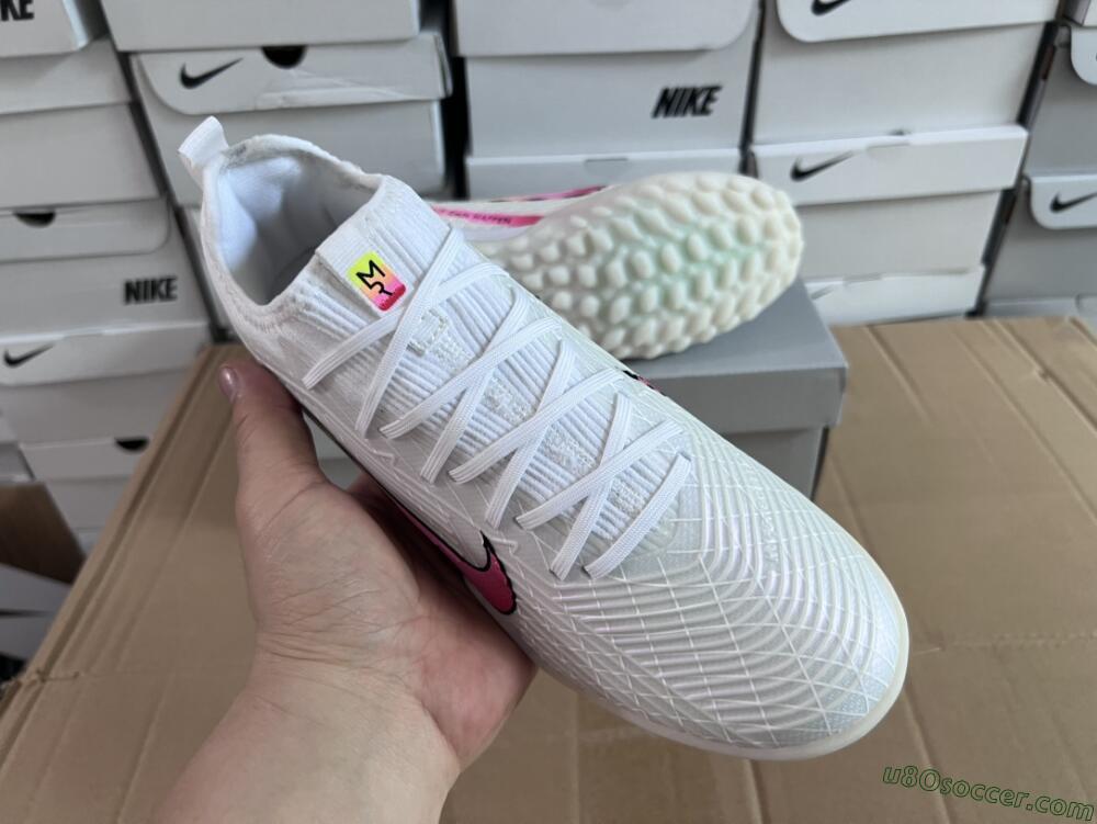 Nike Air Zoom Mercurial Vapor 15 Elite TF Artificial Turf Soccer Shoes - White/Black/Pink