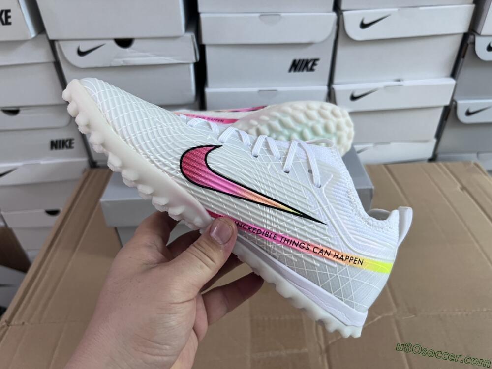 Nike Air Zoom Mercurial Vapor 15 Elite TF Artificial Turf Soccer Shoes - White/Black/Pink