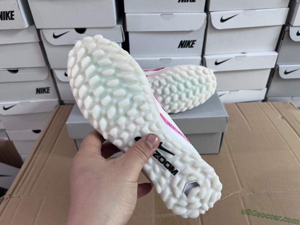 Nike Air Zoom Mercurial Vapor 15 Elite TF Artificial Turf Soccer Shoes - White/Black/Pink