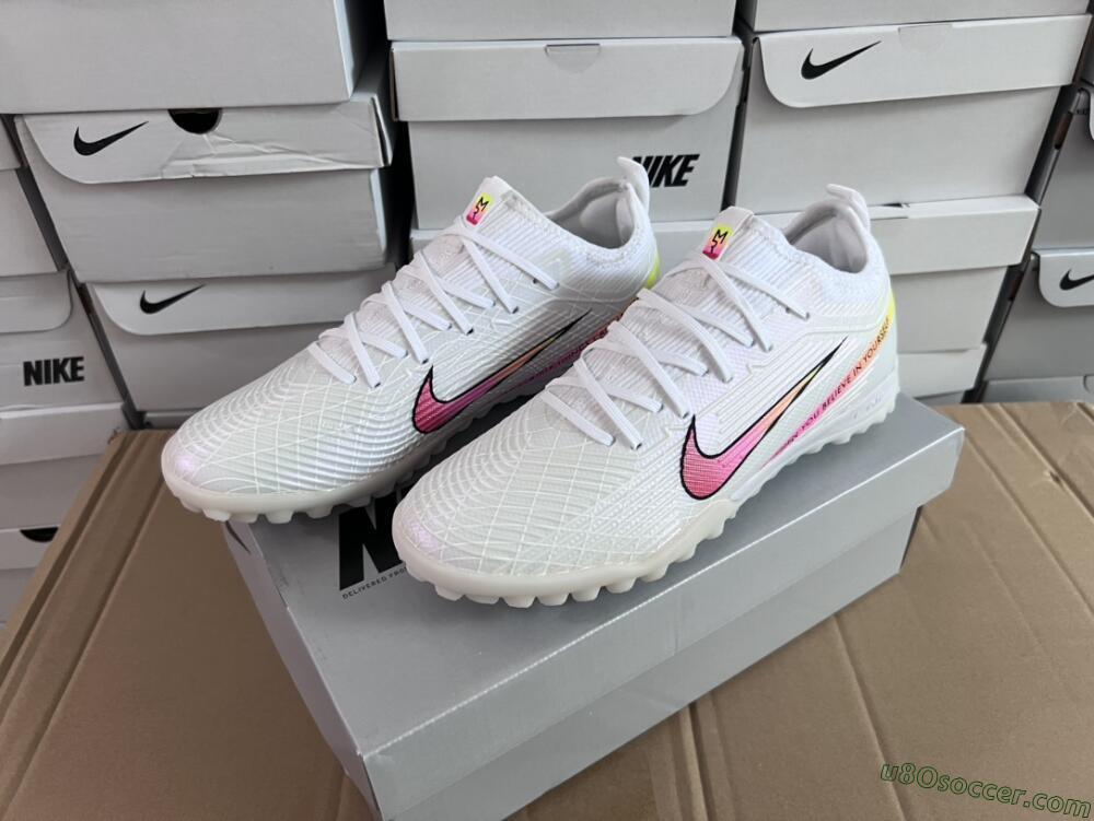 Nike Air Zoom Mercurial Vapor 15 Elite TF Artificial Turf Soccer Shoes - White/Black/Pink