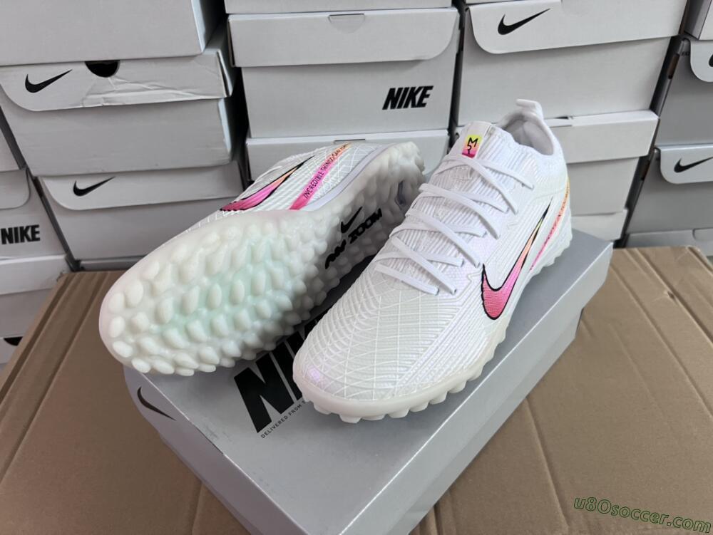 Nike Air Zoom Mercurial Vapor 15 Elite TF Artificial Turf Soccer Shoes - White/Black/Pink