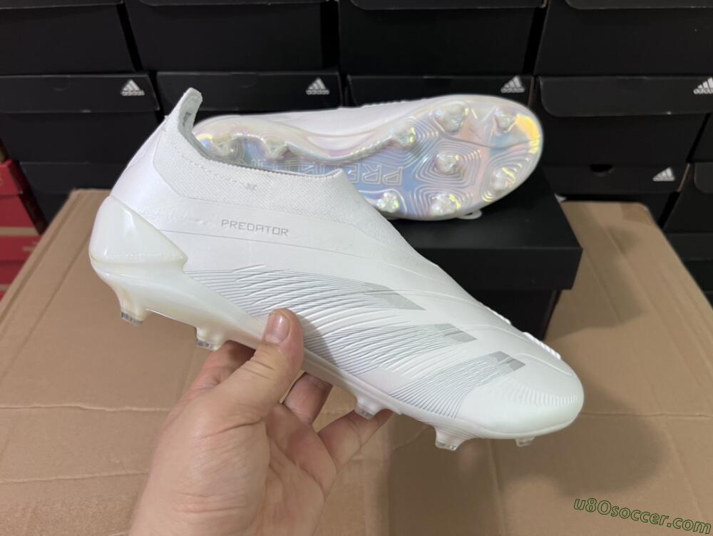 Adidas Predator Elite Laceless FG Firm Ground Soccer Cleats - White/Silver