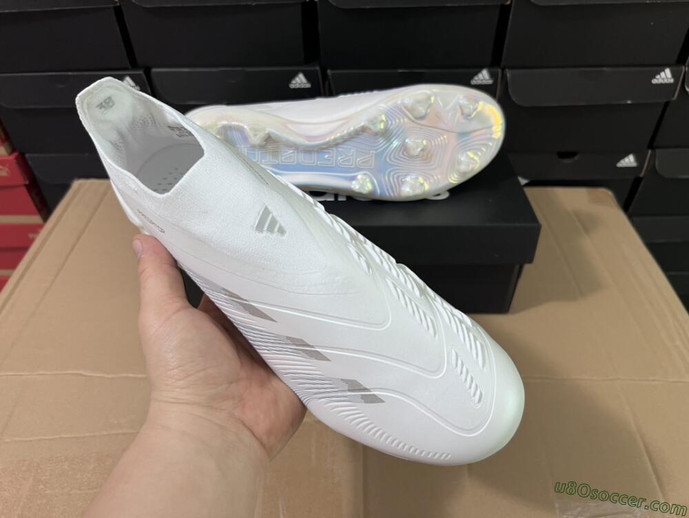 Adidas Predator Elite Laceless FG Firm Ground Soccer Cleats - White/Silver